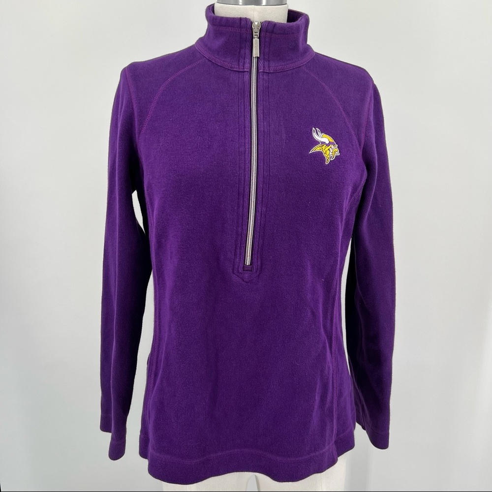 Tommy Bahama Purple Minnesota Vikings Half Zip Ribbed Knit Jacket